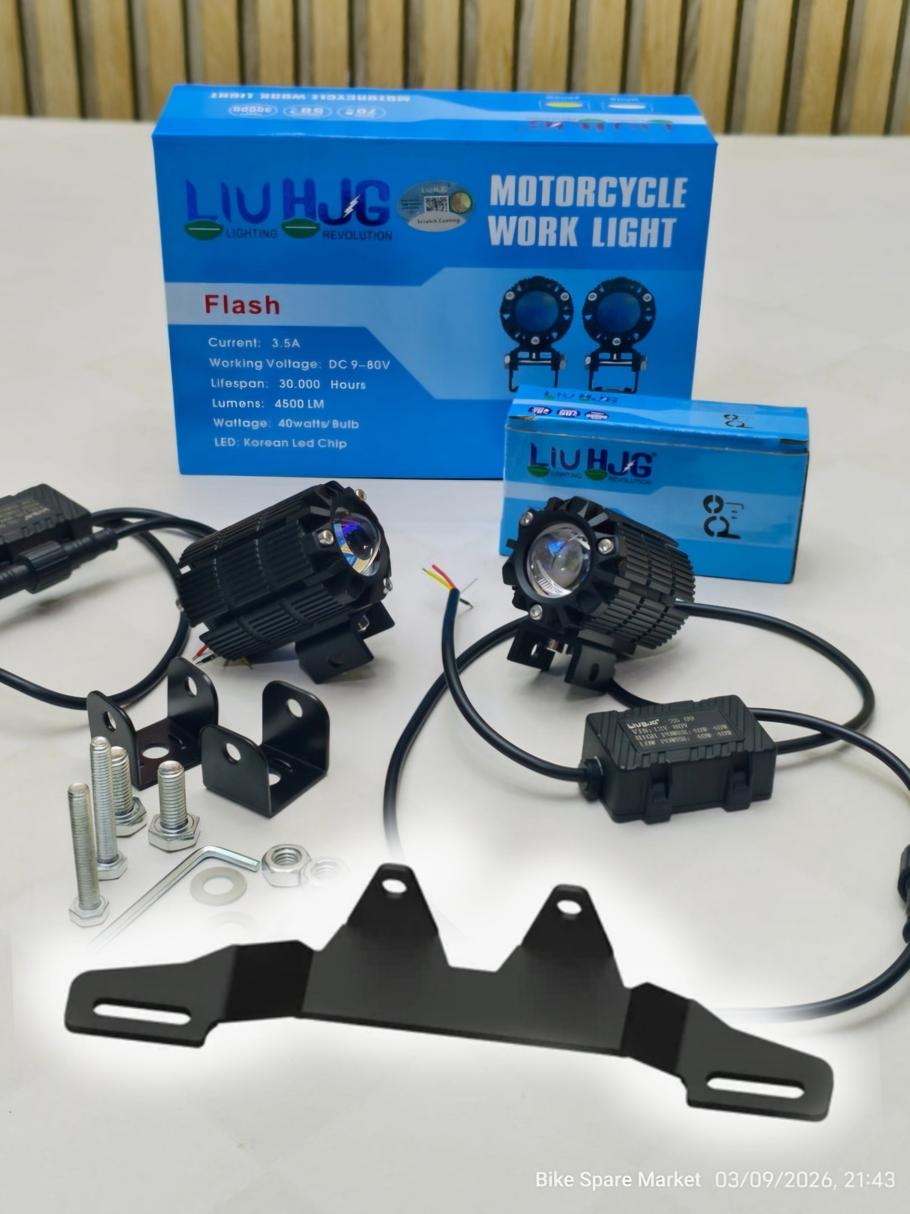 80 Watts Foglight Combo - HJG Mini Flash Drive + Headlight Mount - 1 Year Warranty